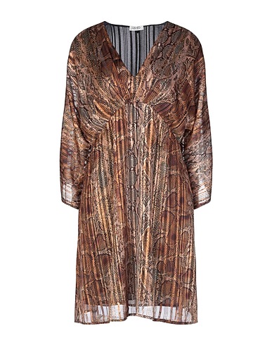 LIU •JO Pleated dress Brown 98% Polyester, 2% Metal