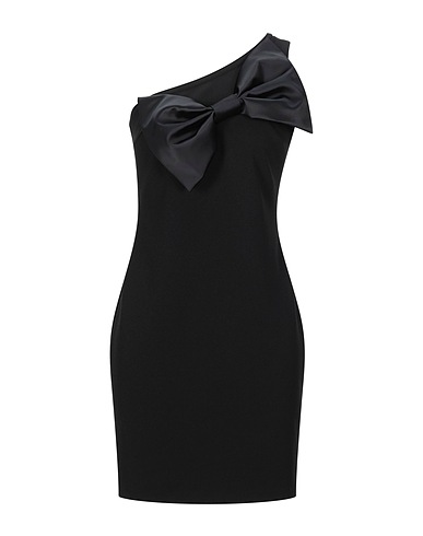 MERCI ITALIA One-shoulder dress Black 95% Polyester, 5% Elastane