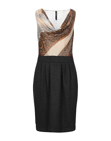 PIANURASTUDIO Midi dress Charcoal 73% Viscose, 27% MTP® - Methanol-to-Propylene, Polyester, Leather