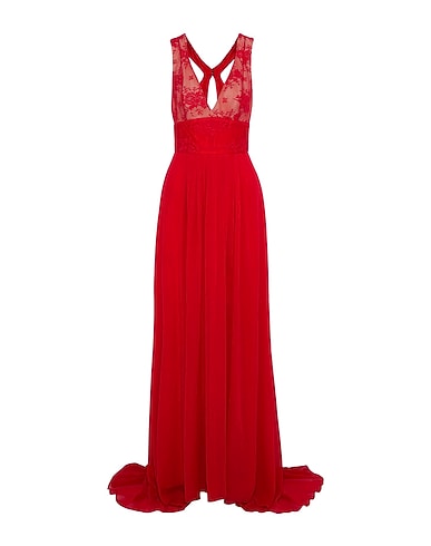 MONIQUE LHUILLIER Long dress Red 75% Cotton, 25% Nylon, Silk