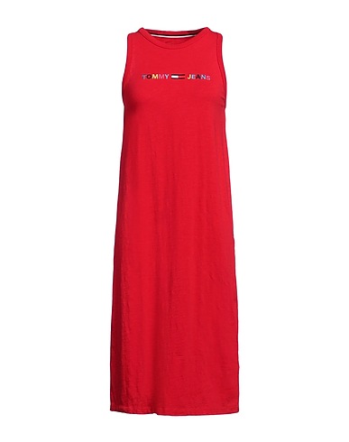 TOMMY JEANS Midi dress TJW LOGO TANK DRESS Red 100% Organic cotton