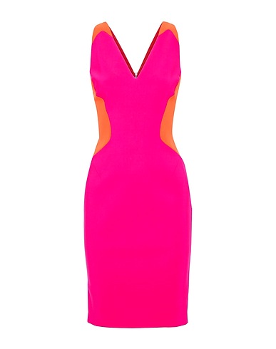 MUGLER Midi dress Fuchsia 86% Viscose, 10% Polyamide, 4% Elastane, Polyester, Acetate