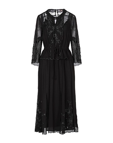 TWINSET Midi dress Black 100% Viscose, Polyester, Polyamide