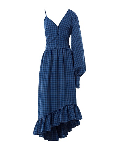 ROKH Long dress Blue 65% Polyester, 35% Viscose