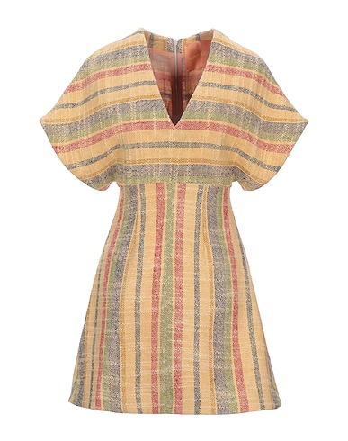 SUPER BLOND Short dress Sand 60% Cotton, 40% Linen