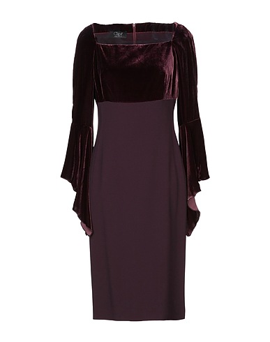 CLIPS Midi dress Plum 82% Viscose, 18% Silk, Acetate, Elastane