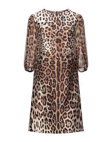DOLCE&GABBANA Short dress Brown 62% Silk, 38% Wool