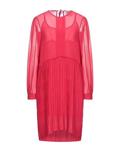 SEMICOUTURE Pleated dress Brick red 100% Polyester