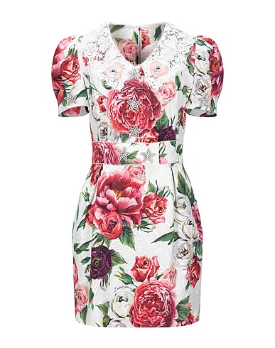 DOLCE&GABBANA Short dress White 64% Cotton, 23% Silk, 12% Viscose, 1% Polyamide, Glass