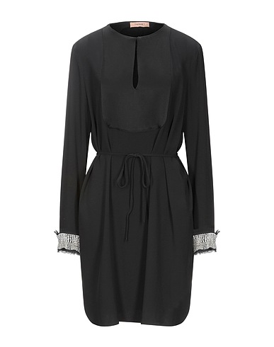 TWINSET Short dress Black 72% Acetate, 28% Viscose, Cotton, Polyester, Mother-of-pearl