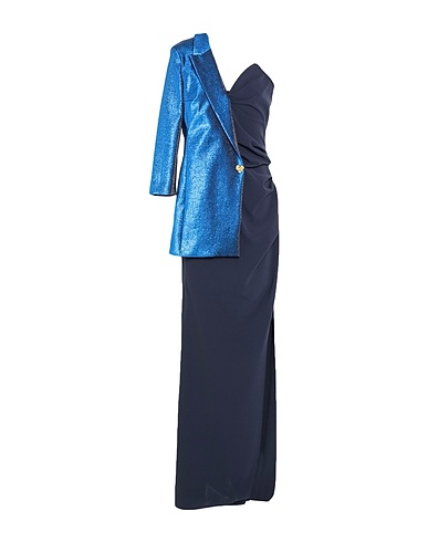 ELISABETTA FRANCHI Elegant dress Bright blue 93% Polyester, 7% Elastane, Cotton, Metal, Polyamide