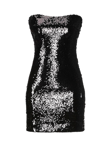 DONDUP Sequin dress Black 97% Polyester, 3% Elastane