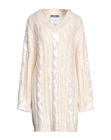 MOSCHINO Sequin dress Beige 40% Acrylic, 36% Alpaca wool, 15% Wool, 9% Polyamide, PVC - Polyvinyl chloride