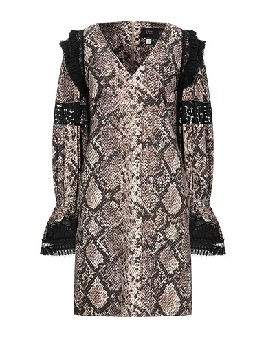 CAVALLI CLASS Short dress Beige 97% Cotton, 3% Elastane, Polyamide