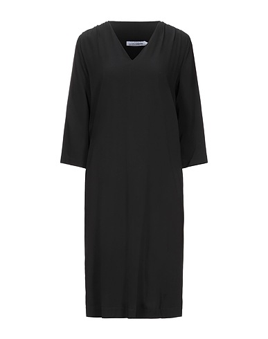 EUROPEAN CULTURE Midi dress Black 96% Viscose, 4% Rubber