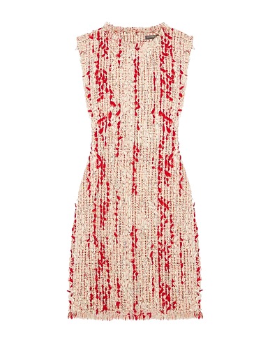 MCQUEEN Pleated dress Red 36% Cotton, 29% Polyester, 25% Synthetic fibers, 7% Wool, 3% Virgin Wool