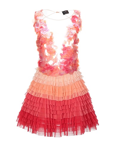 ELISABETTA FRANCHI Short dress Salmon pink 100% Polyamide, Polyester, Plastic