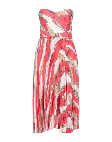ELISABETTA FRANCHI Midi dress Coral 96% Polyester, 4% Elastane, Viscose
