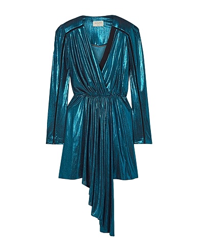 ZEUS + DIONE Short dress Deep teal 94% Polyester, 6% Elastane, Silk