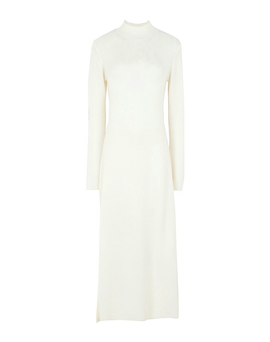 8 by YOOX Tubino WOOL BLEND L/SLEEVE MOCK-NECK MIDI DRESS
 Avorio 100% Lana