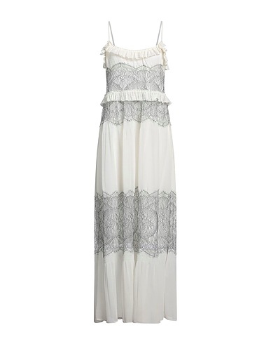 TWINSET Vestito lungo Panna 100% Poliestere, Poliammide