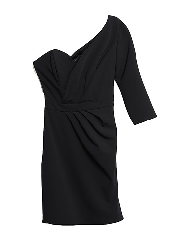 ELISABETTA FRANCHI One-shoulder dress Black 87% Polyester, 13% Elastane