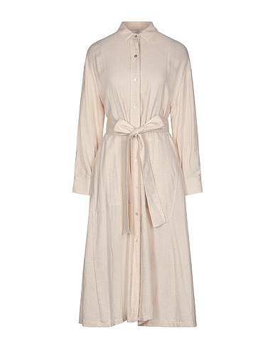 VINCE. Midi dress Beige 76% Cotton, 24% Viscose