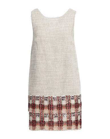 ELISABETTA FRANCHI Kurzes Kleid Off white 74% Baumwolle, 22% Acryl, 4% Polyester, Glas, Plastik