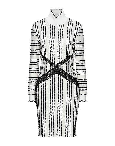 ROBERTO CAVALLI Kurzes Kleid Weiß 52% Synthetische Fasern, 20% Polyester, 10% Polyamid, 9% Baumwolle, 9% Wolle