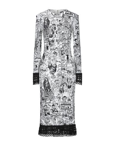 Dolce & Gabbana Crochet-trimmed Printed Crepe Midi Dress In White