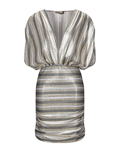 SIMONA CORSELLINI Short dress Gold 81% Viscose, 17% Polyester, 2% Elastane