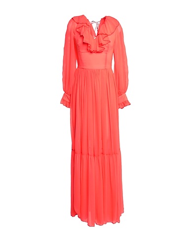 FRANKIE MORELLO Long dress Coral 96% Polyester, 4% Elastane