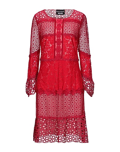BOUTIQUE MOSCHINO Midi-Kleid Rot 35% Baumwolle, 34% Polyamid, 31% Viskose, Polyester