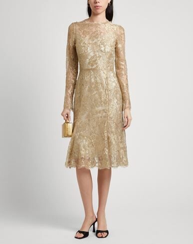 Shop Dolce & Gabbana Woman Midi Dress Gold Size 4 Polyamide, Polyester, Metallic Polyester