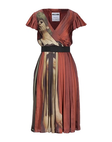 MOSCHINO Vestido midi Marrón chocolate 100% Poliéster, Seda