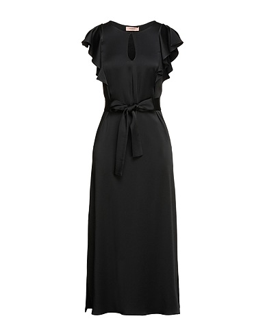 TWINSET Long dress Black 71% Acetate, 29% Viscose, Mother-of-pearl