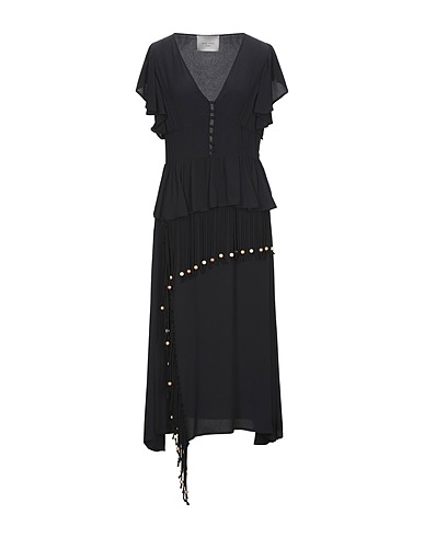 FRANKIE MORELLO Long dress Black 67% Acetate, 33% Silk, Cotton, Elastane