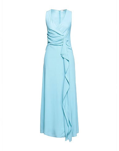 SUOLI Long dress Turquoise 85% Acetate, 15% Silk