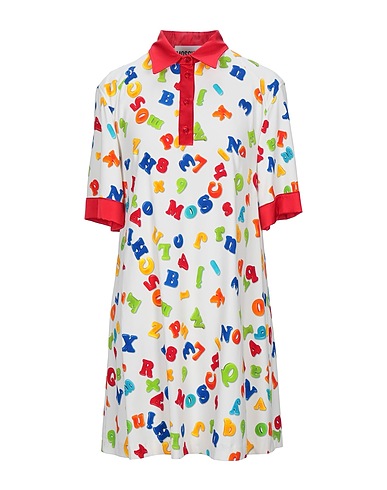 MOSCHINO Shirt dress White 98% Viscose, 2% Elastane, Silk