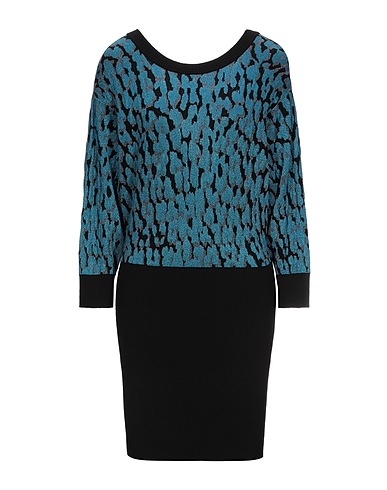 JUST CAVALLI Short dress Blue 66% Viscose, 24% Polyester, 5% Polyamide, 5% Metallic fiber