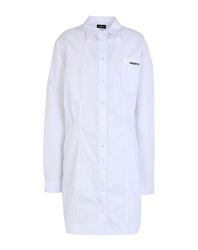 MARCELO BURLON Shirt dress White 100% Cotton, Polyester