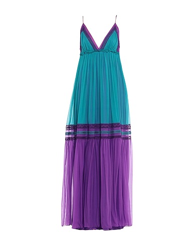 ALBERTA FERRETTI Long dress Turquoise 100% Silk, Acetate, Elastane, Viscose, Polyester