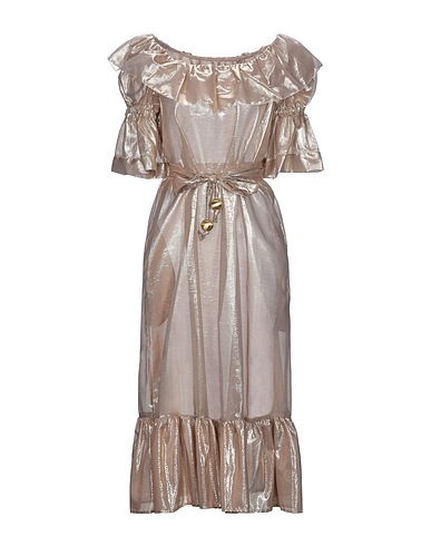 LISA MARIE FERNANDEZ Midi dress Gold 55% Cotton, 34% Polyamide, 11% Polyester