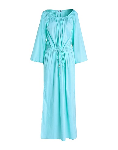 JIJIL Long dress Turquoise 78% Cotton, 19% Polyamide, 3% Elastane