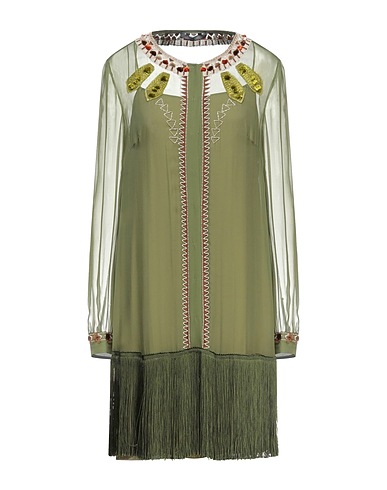 ALBERTA FERRETTI Midi dress Military green 100% Silk, Acetate, Glass, Cotton, Viscose