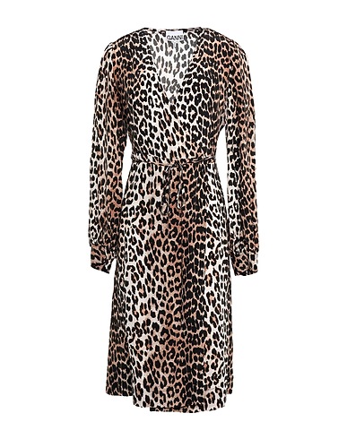 GANNI Midi dress Sand 55% Viscose, 45% Silk