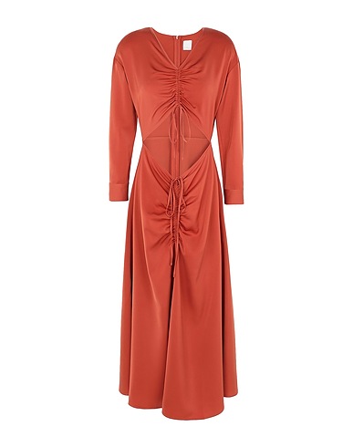 8 by YOOX Vestito lungo FLUID CUT-OUT LONG DRESS W/DRAWSTRING DETAIL
 Ruggine 94% Poliestere, 6% Elastan