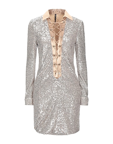 MANILA GRACE Sequin dress Sand 95% Polyester, 5% Elastane, Acetate, Viscose