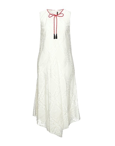 MANILA GRACE Midi dress White 65% Cotton, 20% Silk, 15% Viscose