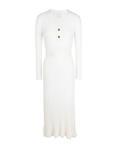 8 by YOOX ひざ丈ワンピース KNIT L/SLEEVE BELTED MIDI SHIRT DRESS
 アイボリー レーヨン 82% / ナイロン 16% / ポリウレタン 2%